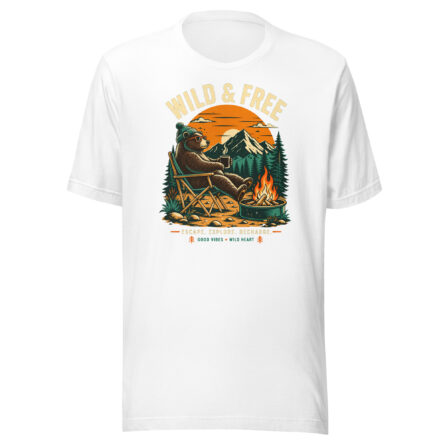 Wild and Free Campfire Bear Tee – White T-shirt